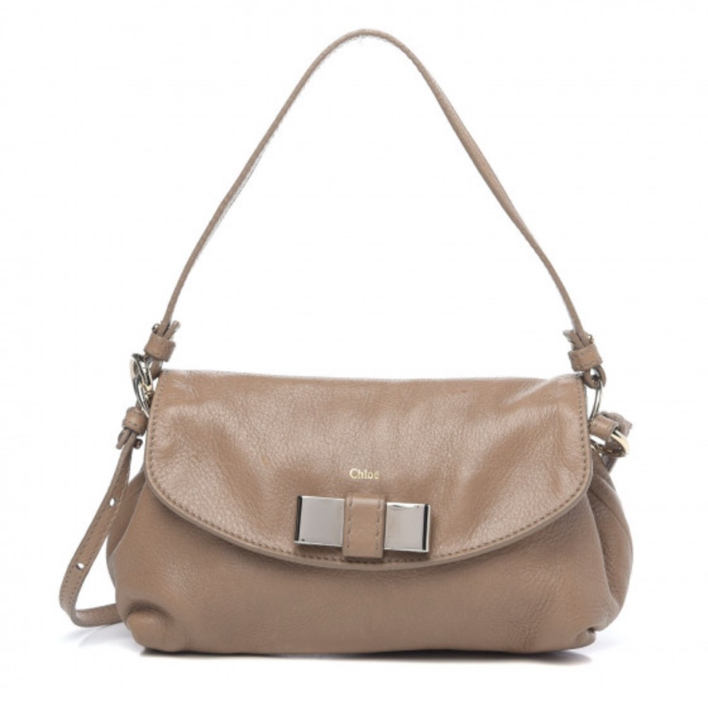 Chloe Lily Beige/Taupe Leather Crossbody Bag